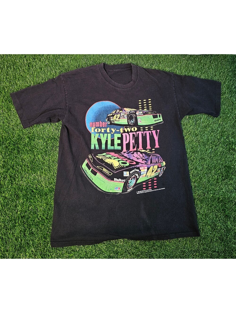 Vintage 90s Nascar Kyle Petty Shirt Neon Colored 42 Mello Yello Adult Medium